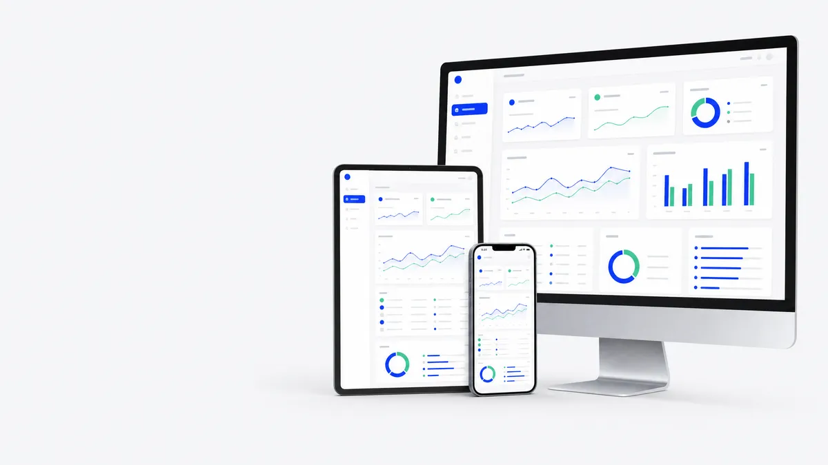The same application running on a desktop, tablet, and phone from a single codebase